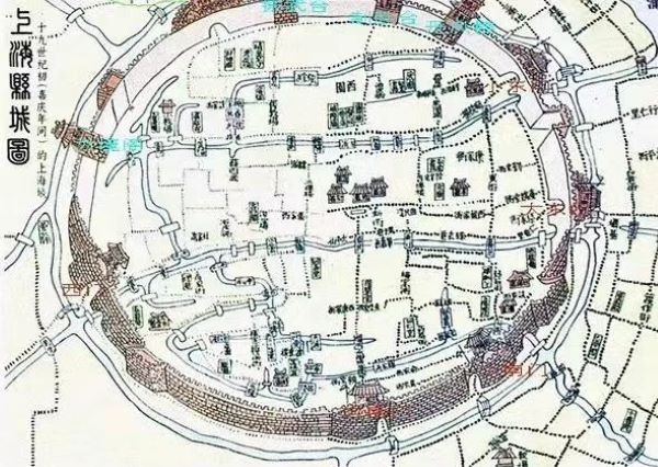 清朝同治年间上海县城图。