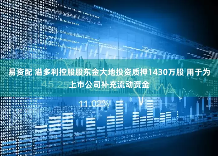 易资配 溢多利控股股东金大地投资质押1430万股 用于为上市公司补充流动资金